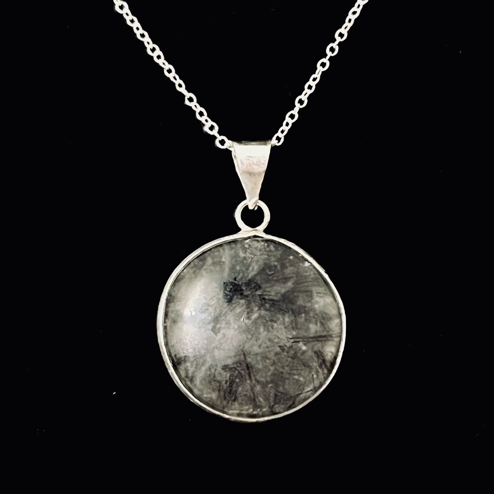 925 Sterling Silver Natural Stone Pendant Necklace - Picture 4 of 6